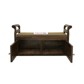 MAARK SHEESHAM WOOD SEATING BENCH WITH STORAGE 7202 STONE FINISH SV