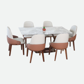 MAARK MARBLE TOP 6 SEATER DINING SET 2028-2000 HT