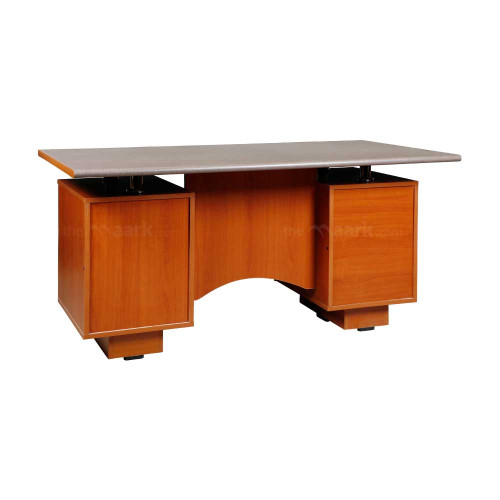 OFFICE TABLE IN CHERRY AND GREY COLOR