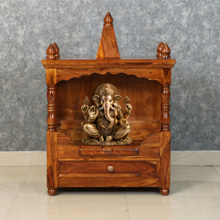MAARK SHEESHAM WOOD POOJA RACK 1013 NATURAL FINISH SV