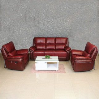 MAARK MANUAL RECLINER LEATHER SOFA SET (3R+1R+1R) 1233 RED COLOUR HT