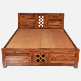 MAARK SHEESHAM WOOD QUEEN SIZE BED (5*6.5) 3028 NATURAL FINISH SV