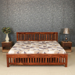 MAARK SHEESHAM WOOD KING SIZE BED (6*6.5) 3086 NATURAL FINISH SV