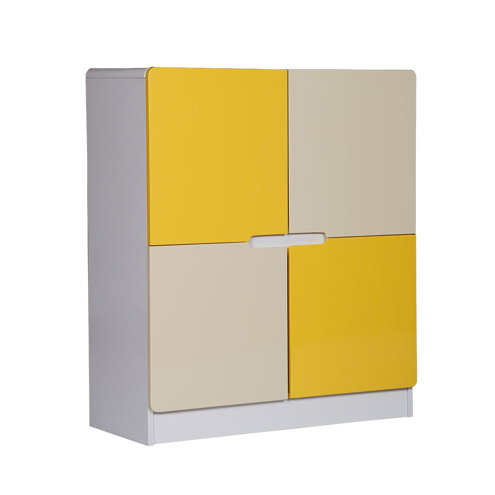 Shoe Rack in White and Yellow Colour