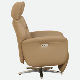 MAARK MOTORIZED RECLINER LEATHER SOFA SINGLE SEATER 76-6194-18 CAPACINO COLOUR HT
