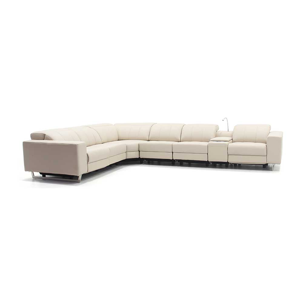 Cream Leather Corner Sofa Bed Baci Living Room