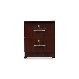 MAARK BED SIDE TABLE DOUBLE DRAW WALNUT COLOUR
