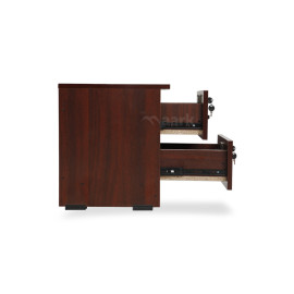 MAARK BED SIDE TABLE DOUBLE DRAW WALNUT COLOUR