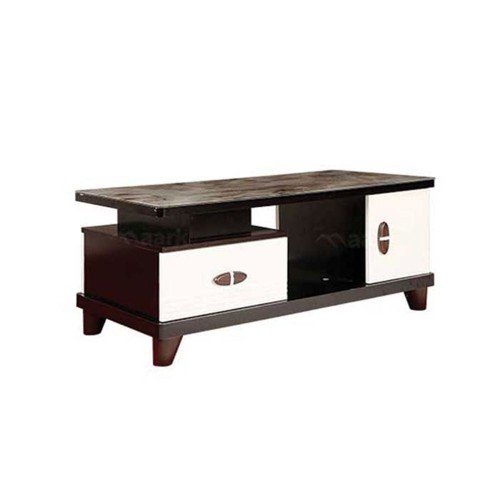 Wooden and Marble Center Table in Brown Color