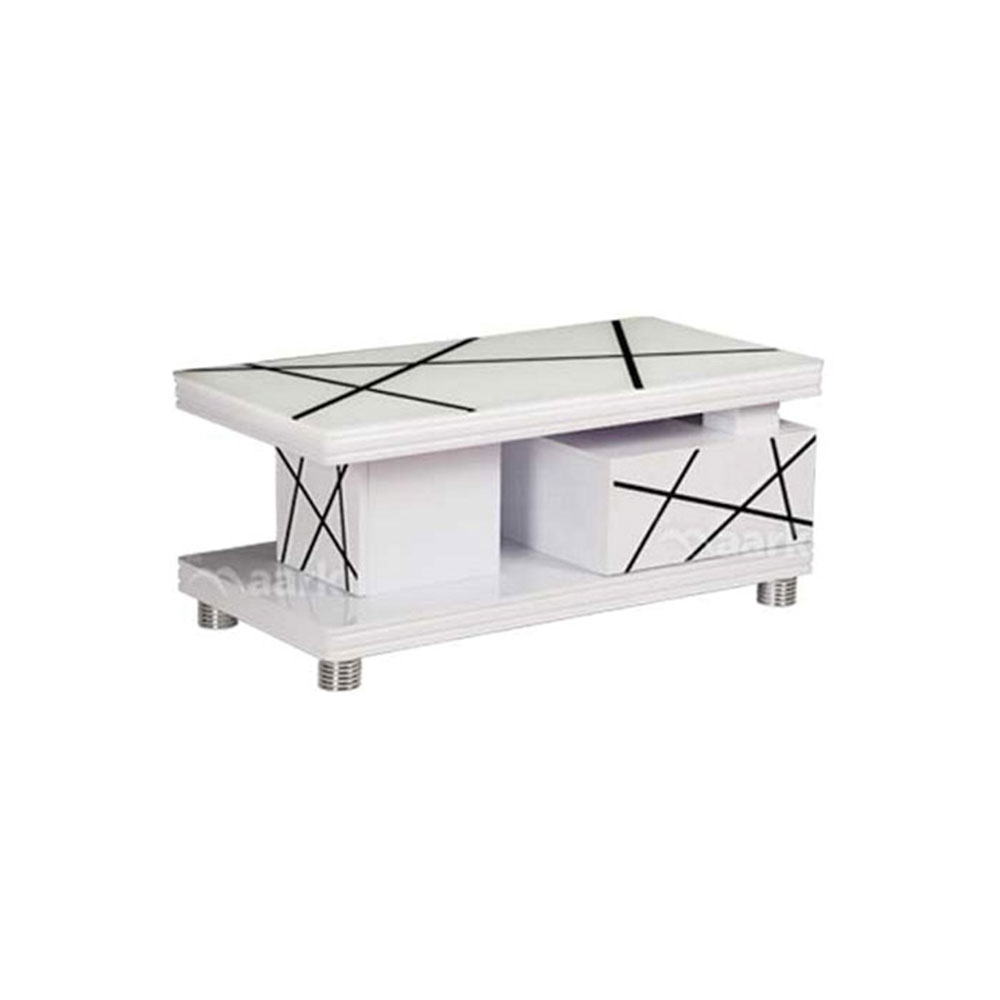 MAARK GLASS TOP COFFEE TABLE CTG-2321-WHITE COLOUR HT