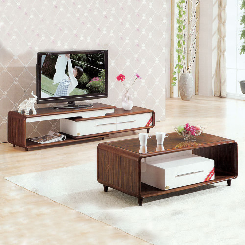 Brown With White TV Cabinet