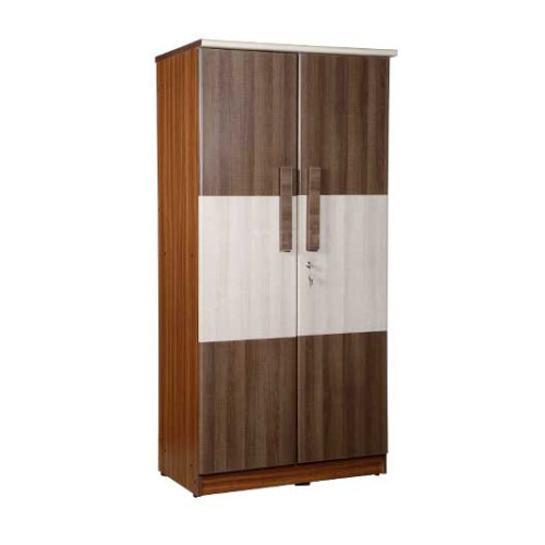 WARDROBE TWO DOOR IN WHITE ACACIA AND WALK LINE BROWN COLOR 