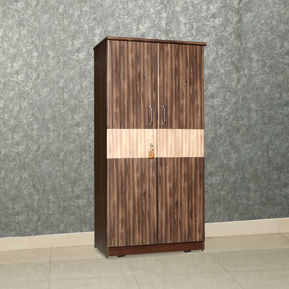 WOODEN TWO DOOR WARDROBE IN SANDAL WITH BROWN COLOR