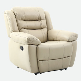 MAARK MANUAL RECLINER LEATHER SOFA SINGLE SEATER 9184 LIGHT TAUPE COLOUR HT