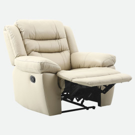 MAARK MANUAL RECLINER LEATHER SOFA SINGLE SEATER 9184 LIGHT TAUPE COLOUR HT