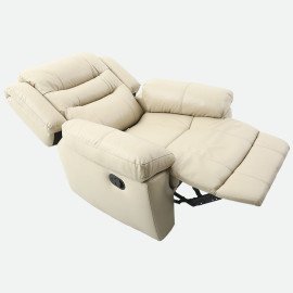 MAARK MANUAL RECLINER LEATHER SOFA SINGLE SEATER 9184 LIGHT TAUPE COLOUR HT