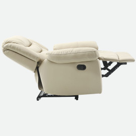 MAARK MANUAL RECLINER LEATHER SOFA SINGLE SEATER 9184 LIGHT TAUPE COLOUR HT