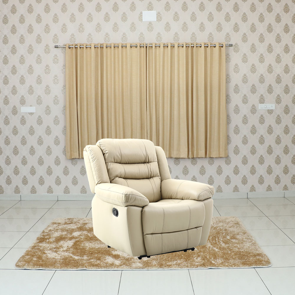 MAARK MANUAL RECLINER LEATHER SOFA SINGLE SEATER 9184 LIGHT TAUPE COLOUR HT