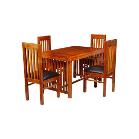 MAARK WOODEN TOP 4 SEATER DINING SET WINDOW TEAK COLOUR