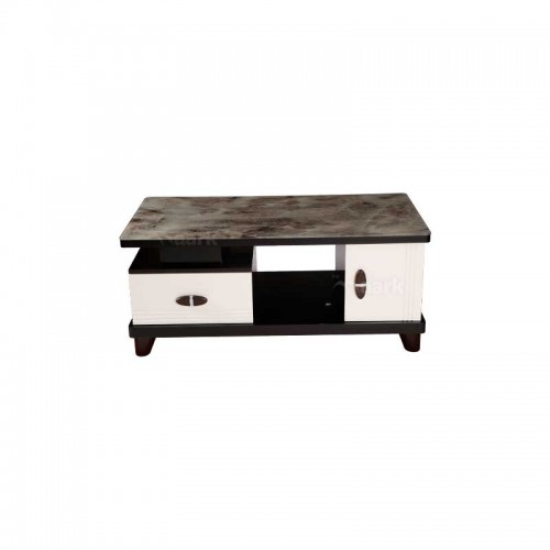 Wooden and Marble Center Table in Brown Color