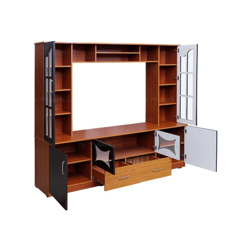 Wooden Wall TV Unit in Brown Color