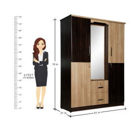 MAARK 3 DOOR WARDROBE PF WITH DRESSER